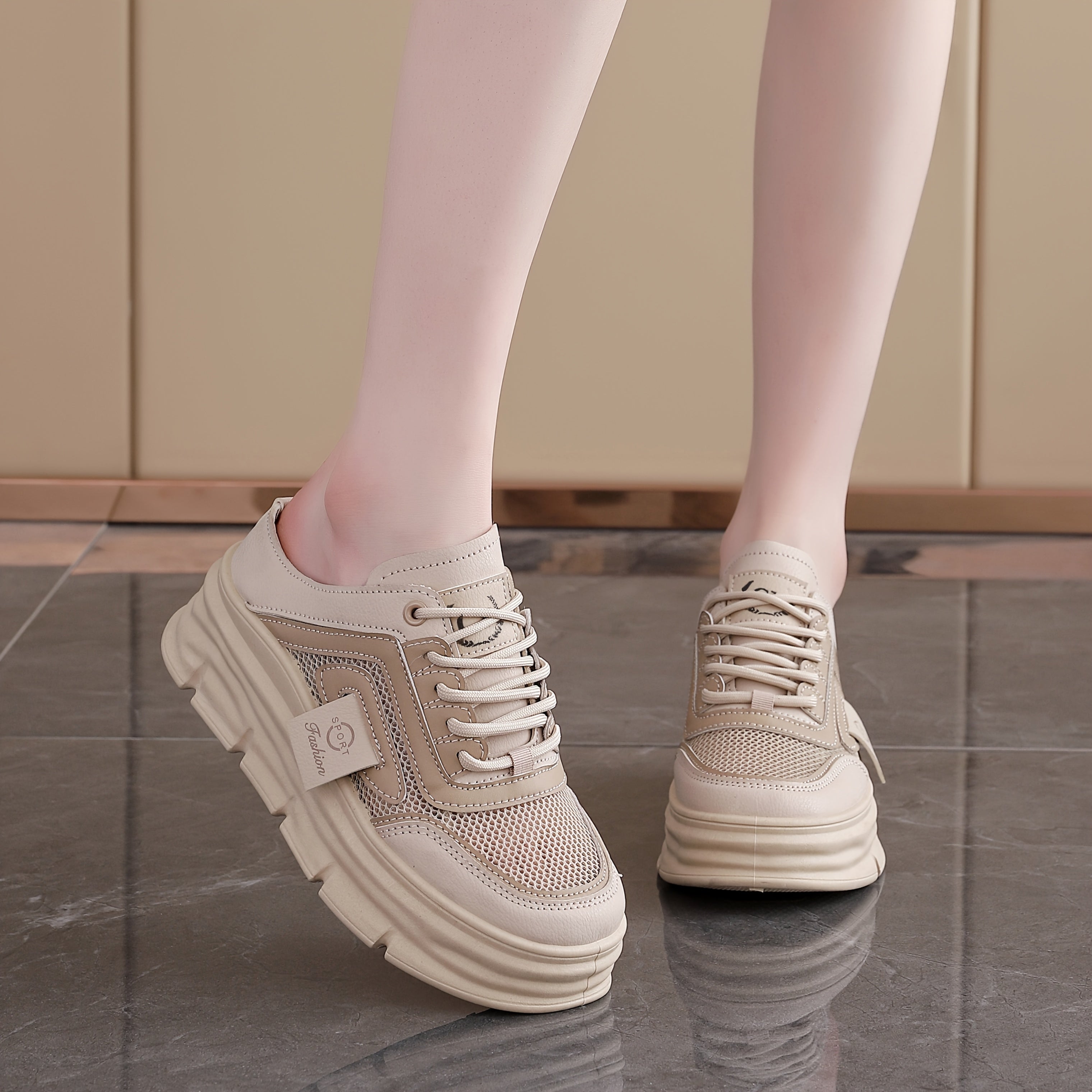 Women'S Thick-Soled Sports Casual Shoes with Breathable Design And Half-Covered Toes.
